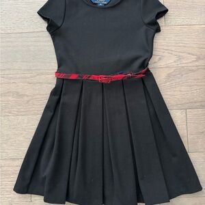 Like new Polo Ralph Lauren Black Kids Dress with Red Plaid Belt. - size 6/6x